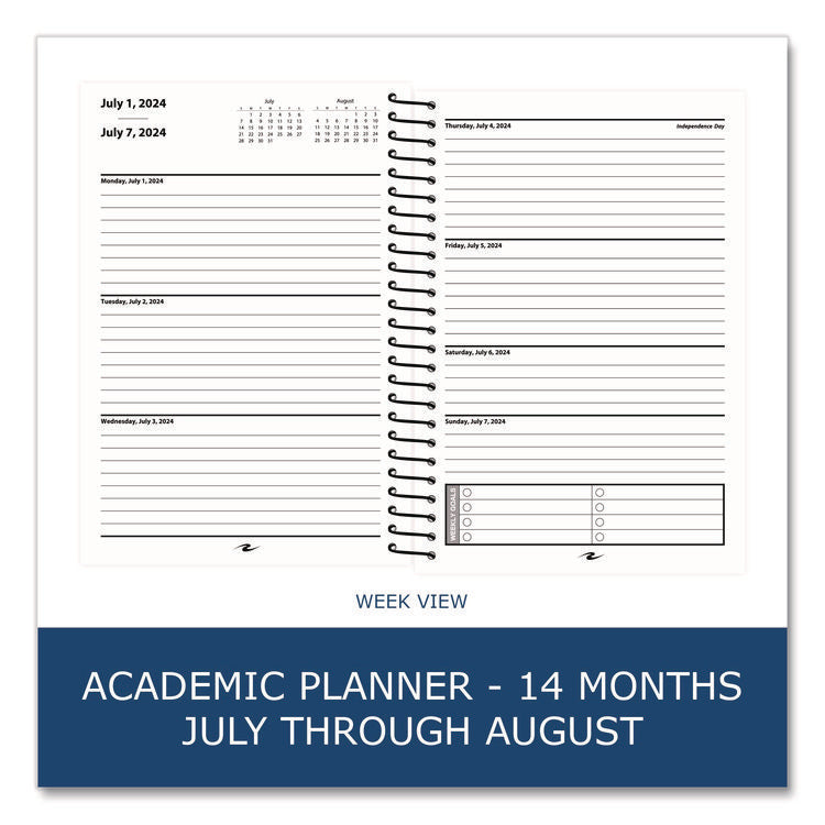 Wirebound Academic Weekly Planner, Assorted Cover Colors, 8 x 5.5, 14-Month (July - August) 2023-2024, 28/Carton
