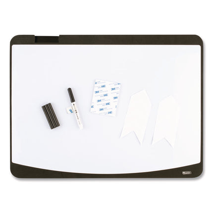 Tack/Write Dry Erase Marker Board, 25.5" x 17.5", Black/White Surface, Black Plastic Frame