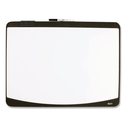 Tack/Write Dry Erase Marker Board, 25.5" x 17.5", Black/White Surface, Black Plastic Frame