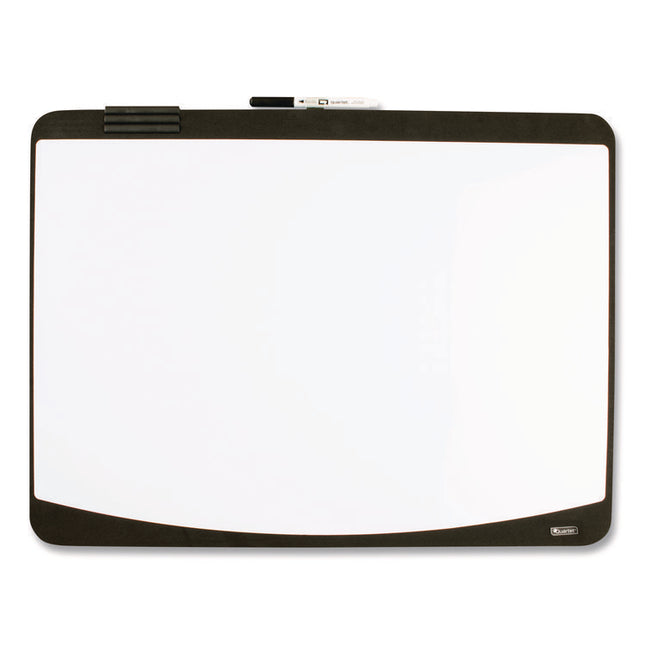 Tack/Write Dry Erase Marker Board, 25.5" x 17.5", Black/White Surface, Black Plastic Frame