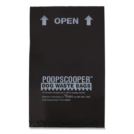 Dog Waste Bags, Open-Face, 0.5 gal, 8" x 13", Black, Perforated Roll, 200 Bags/Roll, 10 Rolls/Carton