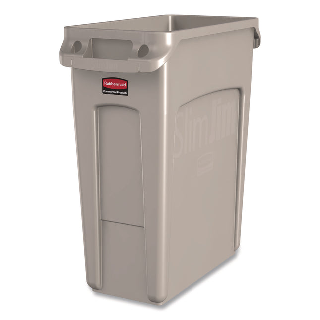 Slim Jim with Venting Channels, 16 gal, Plastic, Beige, 4/Carton