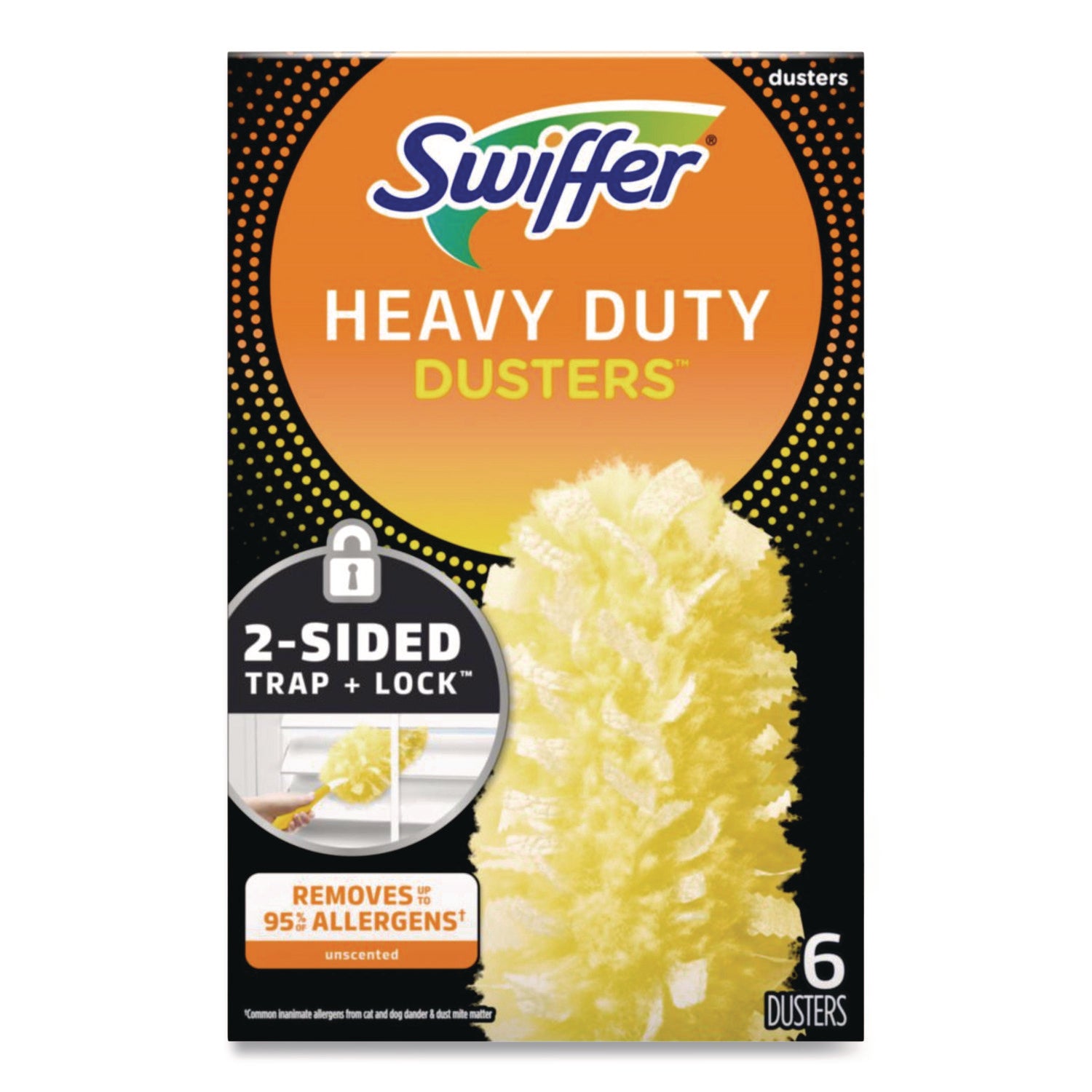 Heavy Duty Dusters Refill, Dust Lock Fiber, Yellow, 6/box, 4 Boxes/carton