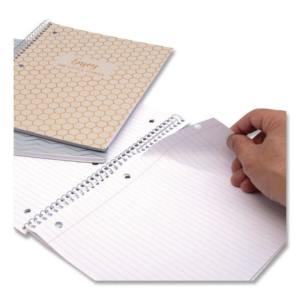 1-Subject Notebook, Medium/College Rule, Assorted Haze Cover Colors, (50) 10.5 x 8 Sheets, 3/Pack