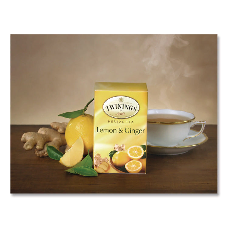 Tea Bags, Lemon and Ginger, 2.65 oz, 50/Box