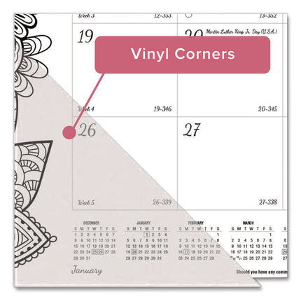 Monthly Desk Pad Calendar, DoodlePlan Coloring Pages, 22 x 17, Black Binding, Clear Corners, 12-Month (Jan to Dec): 2025