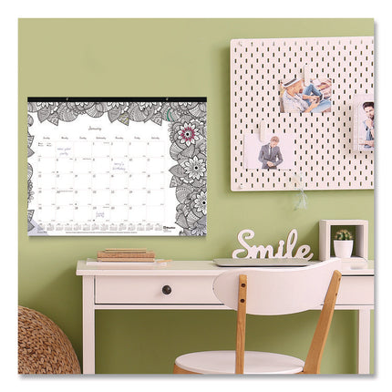 Monthly Desk Pad Calendar, DoodlePlan Coloring Pages, 22 x 17, Black Binding, Clear Corners, 12-Month (Jan to Dec): 2025