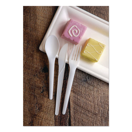 Plantware CPLA Cutlery, Fork, White, 1,000/Carton