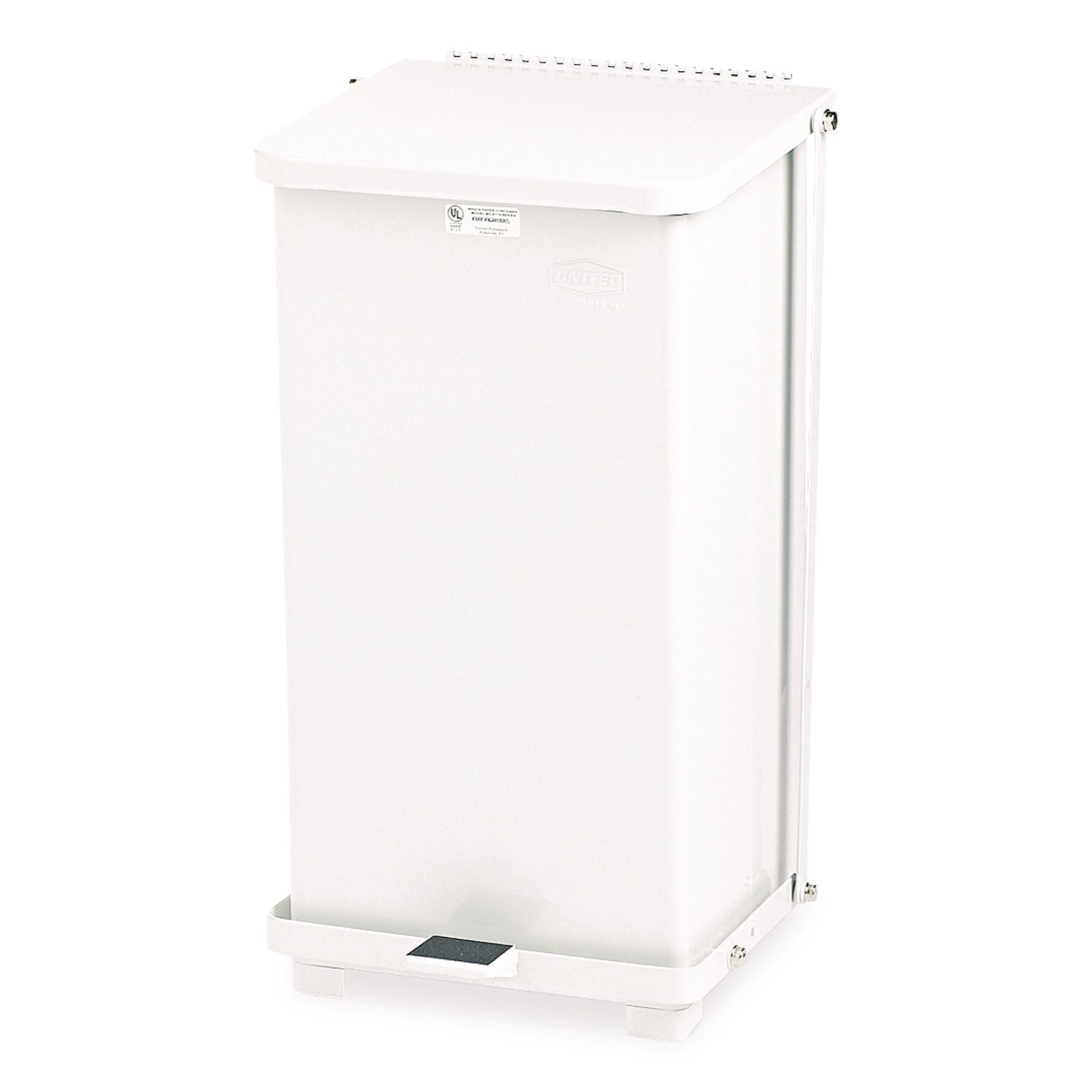 Defenders Heavy-Duty Steel Step Can, 6.5 gal, Steel, White