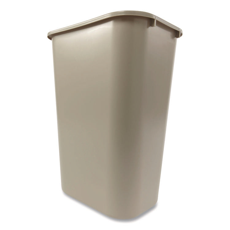 Deskside Plastic Wastebasket, 10.25 gal, Plastic, Beige