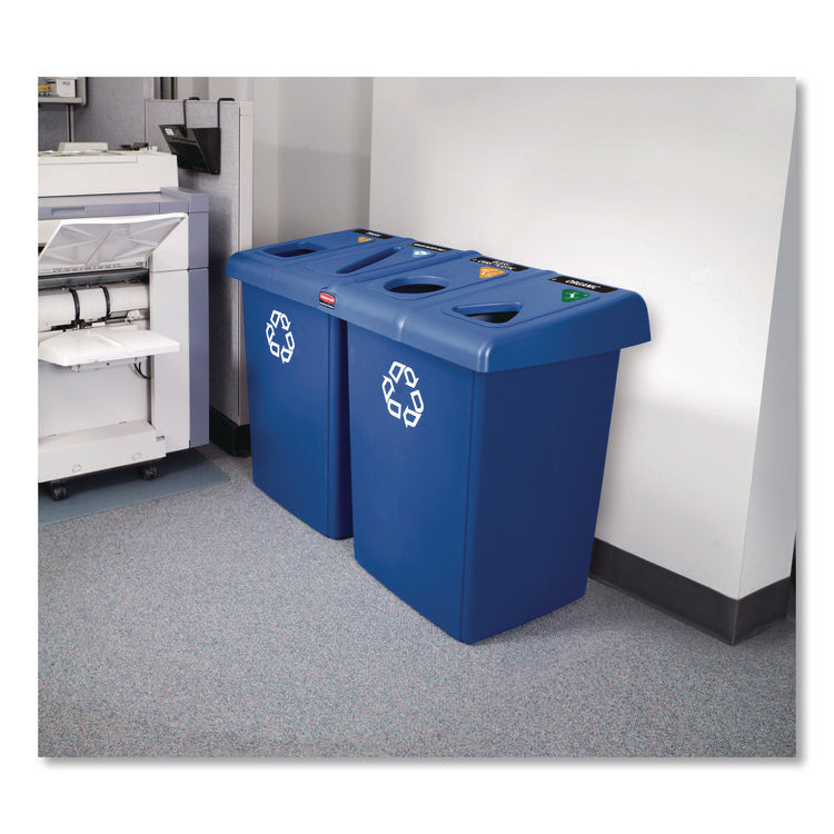 Glutton Recycling Station, Four-Stream, 92 gal, Plastic, Blue