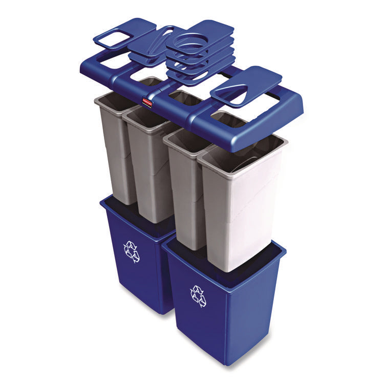 Glutton Recycling Station, Four-Stream, 92 gal, Plastic, Blue