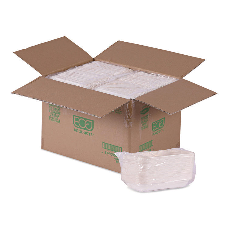 WorldView Vanguard Rectangular Container, 32 oz, 4.71 x 7.01 x 1.04, White, Sugarcane Fiber, 400/Carton