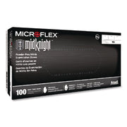 Microflex Midknight Powder-Free Nitrile Gloves, 4.7 Mil Palm, 5.9 Mil Fingers, 2x-Large, Black, 100/box