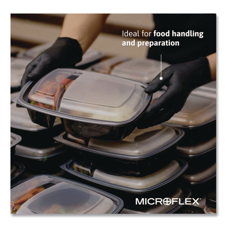 Microflex Midknight Powder-Free Nitrile Gloves, 4.7 Mil Palm, 5.9 Mil Fingers, 2x-Large, Black, 100/box