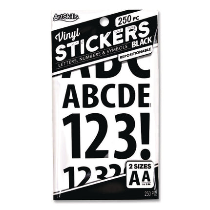 Poster and Bulletin Board Vinyl Letters and Numbers, Black, 1" and 2"h, 250/Pack