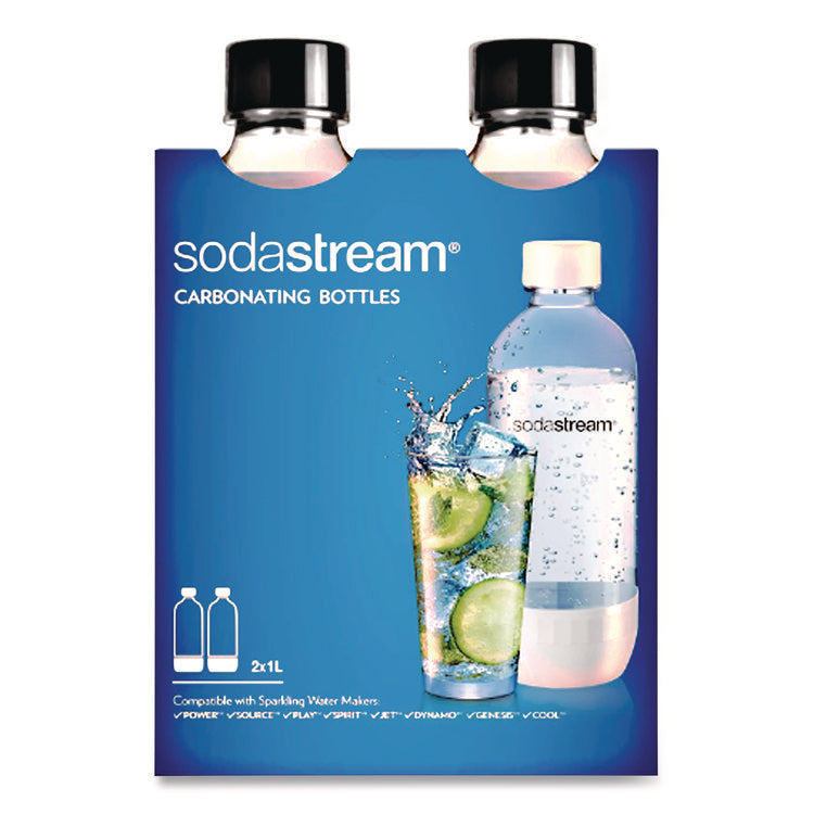 Carbonating Bottle Twin Pack, Plastic, 33 Oz, Clear/black