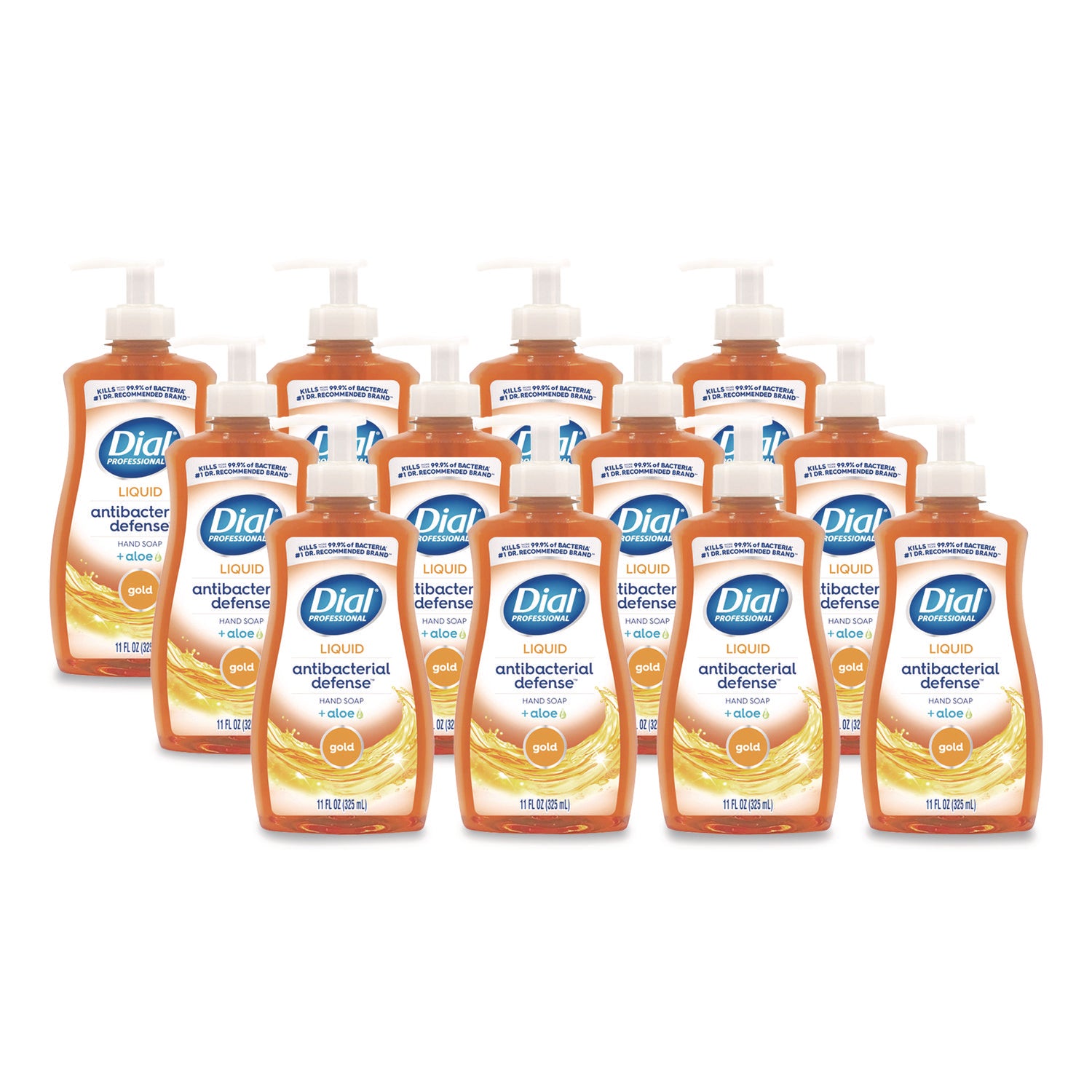 Antibacterial Defense Gold Hand Soap + Aloe, Original, 11 oz Pump Bottle, 12/Carton