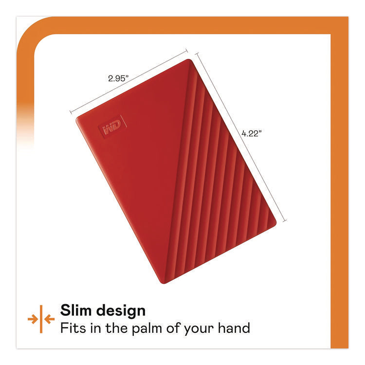My Passport External Hard Drive, 4 Tb, Usb 3.2, Red