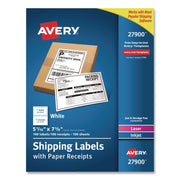 Shipping Labels With Paper Receipt Bulk Pack, Inkjet/laser Printers, 5.06 X 7.63, White, 100/box