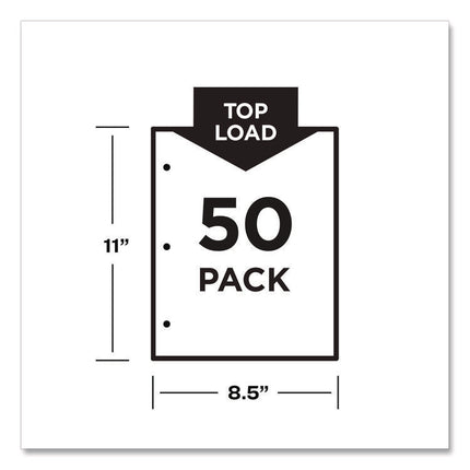 Top-Load Poly Three-Hole Sheet Protectors, Non-Glare, Letter, 50/box
