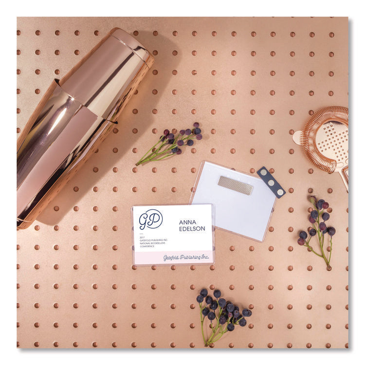 Magnetic Style Name Badge Kit, Horizontal, 4" X 3", White, 48/pack