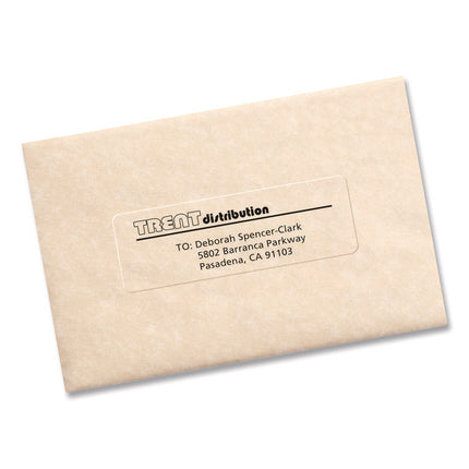Matte Clear Easy Peel Mailing Labels W/ Sure Feed Technology, Laser Printers, 1.33 X 4, Clear, 14/sheet, 50 Sheets/box