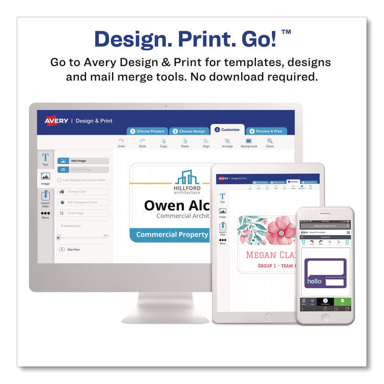 Magnetic Style Name Badge Kit, Horizontal, 4" X 3", White, 48/pack