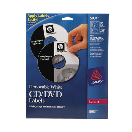 Laser Cd Labels, Matte White, 50/pack