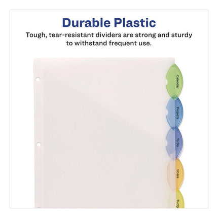 Insertable Style Edge Tab Plastic 1-Pocket Dividers, 5-Tab, 11.25 x 9.25, Translucent, 1 Set