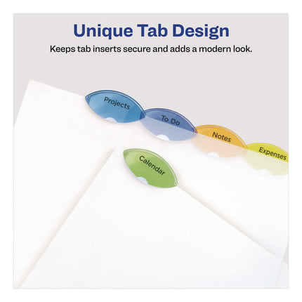 Insertable Style Edge Tab Plastic 1-Pocket Dividers, 5-Tab, 11.25 x 9.25, Translucent, 1 Set