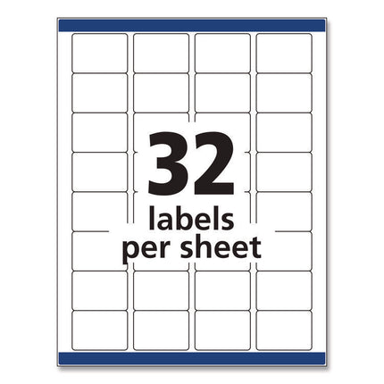 Permanent Id Labels W/ Sure Feed Technology, Inkjet/laser Printers, 1.25 X 1.75, White, 32/sheet, 15 Sheets/pack