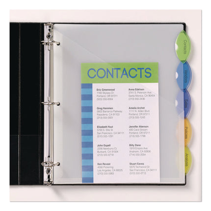 Insertable Style Edge Tab Plastic 1-Pocket Dividers, 5-Tab, 11.25 x 9.25, Translucent, 1 Set