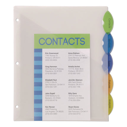 Insertable Style Edge Tab Plastic 1-Pocket Dividers, 5-Tab, 11.25 x 9.25, Translucent, 1 Set