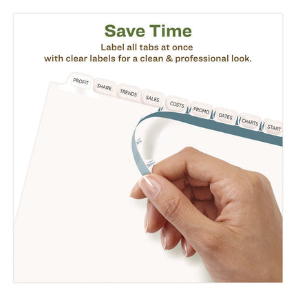 Index Maker Ecofriendly Print And Apply Clear Label Dividers With White Tabs, 12-Tab, 11 X 8.5, White, 5 Sets