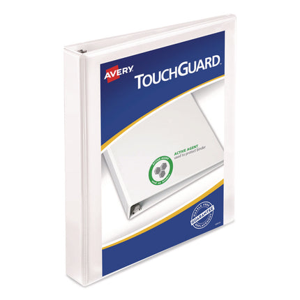 Touchguard Protection Heavy-Duty View Binders With Slant Rings, 3 Rings, 1" Capacity, 11 X 8.5, White