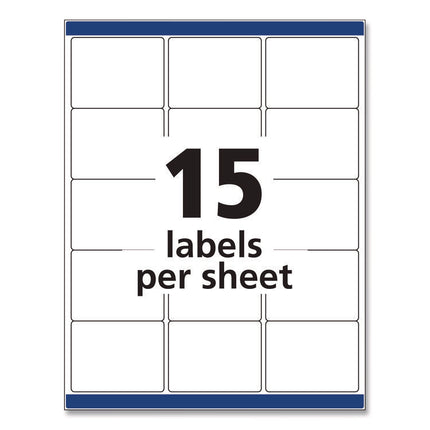 Permanent Id Labels W/ Sure Feed Technology, Inkjet/laser Printers, 2 X 2.63, White, 15/sheet, 15 Sheets/pack