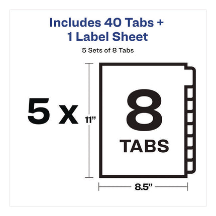 Print and Apply Index Maker Clear Label Dividers, Copiers, 8-Tab, 11 x 8.5, White, 5 Sets
