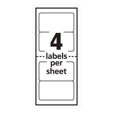 Mini-Sheets Mailing Labels, Inkjet/laser Printers, 2 X 4, White, 4/sheet, 25 Sheets/pack