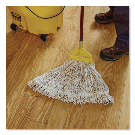 Super Stitch Finish Mop Heads, Cotton/Synthetic, Blue/White