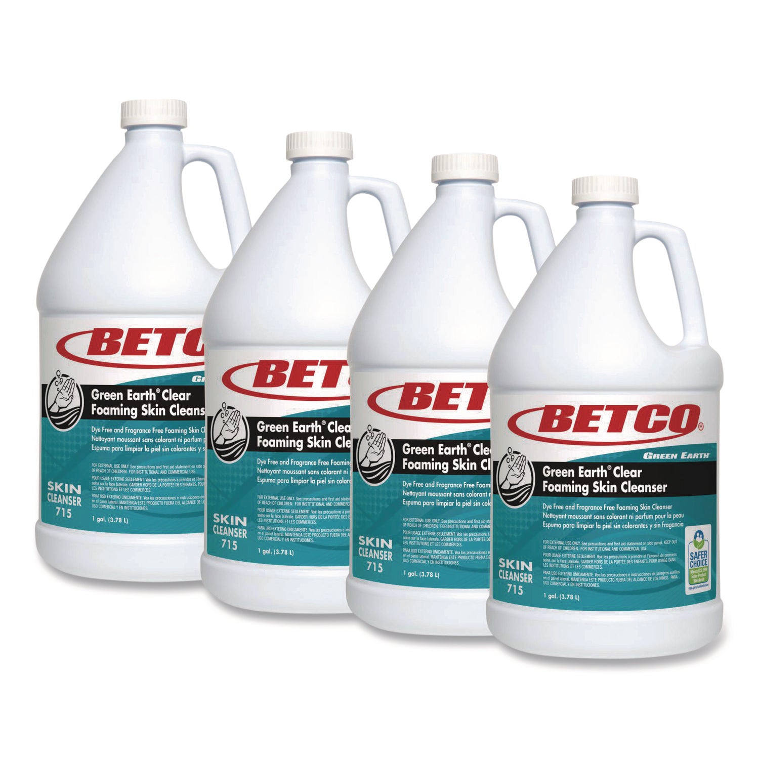 Green Earth Clear Foaming Skin Cleanser, Fragrance Free, 1 gal Bottle, 4/Carton