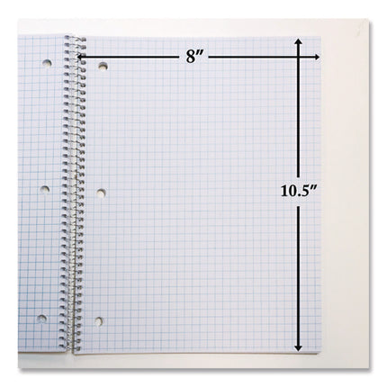 Spiral Notebooks, 1-Subject, Quadrille Rule (4 sq/in), Randomly Assorted Cover Color, (100) 10.5 x 8 Sheets