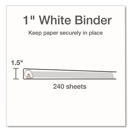 XtraLife ClearVue Non-Stick Slant-D Ring Binder, 3 Rings, 1" Capacity, 11 x 8.5, White