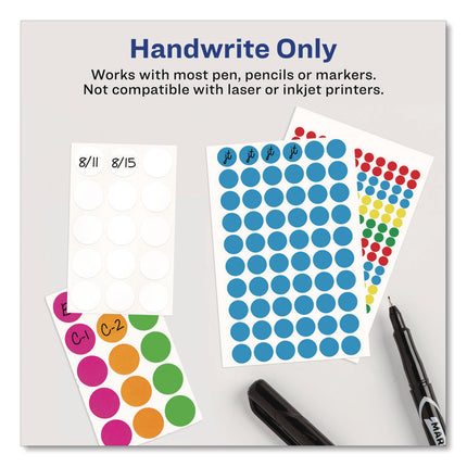 Handwrite Only Self-Adhesive Removable Round Color-Coding Labels, 0.5" dia, Light Blue, 60/Sheet, 14 Sheets/Pack, (5050)