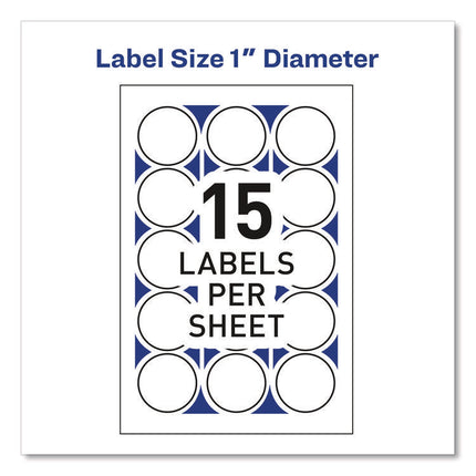 Printable Mailing Seals, 1" dia, Clear, 15/Sheet, 32 Sheets/Pack, (5248)