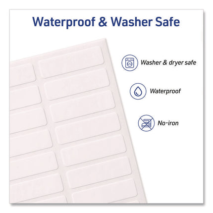 No-Iron Fabric Labels, 0.5 x 1.75, White, 18/Sheet, 3 Sheets/Pack