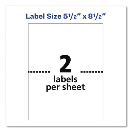 White Shipping Labels-Bulk Packs, Inkjet/laser Printers, 5.5 X 8.5, White, 2/sheet, 250 Sheets/box