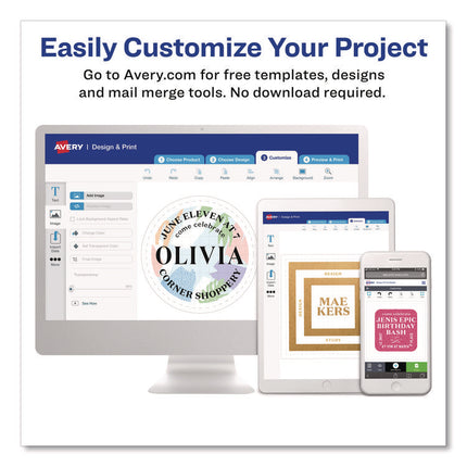 Vibrant Laser Color-Print Labels w/ Sure Feed, 0.75 x 2.25, White, 750/PK