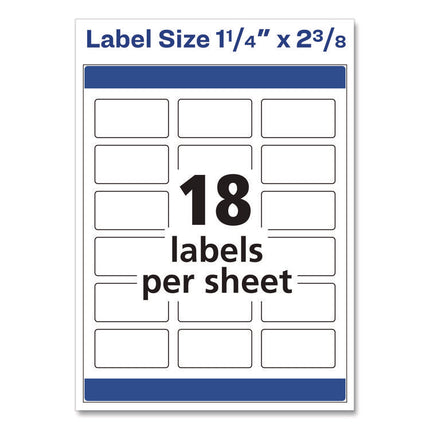 Vibrant Laser Color-Print Labels w/ Sure Feed, 1.25 x 2.38, White, 450/Pack