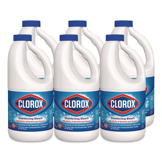 Concentrated Regular Disinfecting Bleach, 43 oz Bottle, 6/Carton